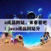 分享一些不错的Java成品网站，来看看吧！java成品网站分享