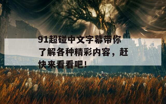 91超碰中文字幕带你了解各种精彩内容，赶快来看看吧！