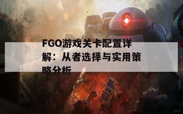 FGO游戏关卡配置详解：从者选择与实用策略分析