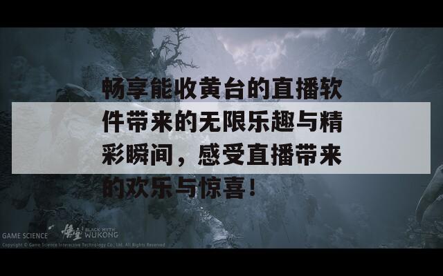 畅享能收黄台的直播软件带来的无限乐趣与精彩瞬间，感受直播带来的欢乐与惊喜！